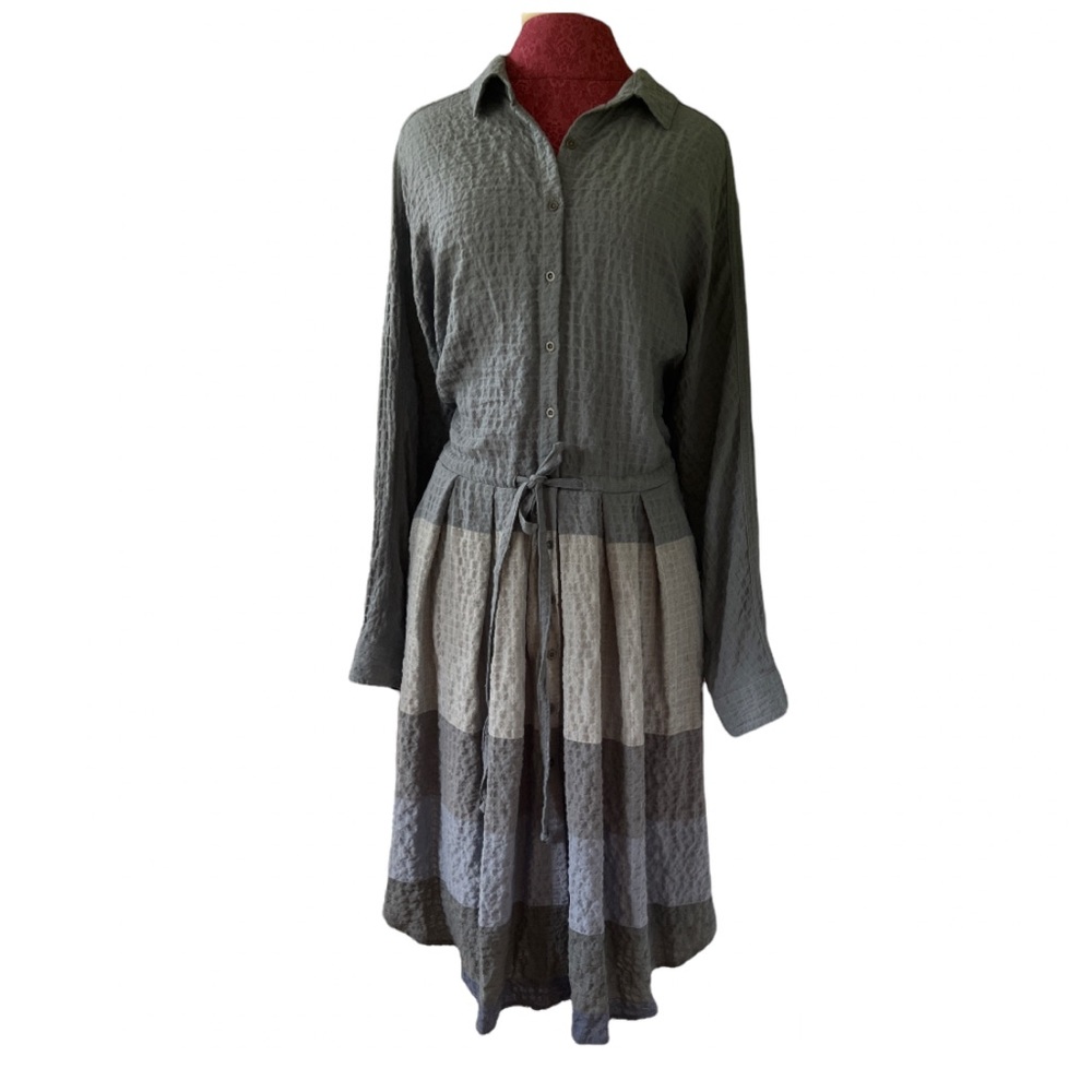 Free People Long Sleeve, Tie Waist,  Gray, Button Up Front, Boho Dress, …